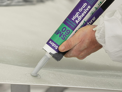SabreBond SMP60 High-Grab Adhesive application process